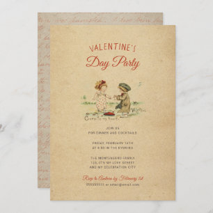 Vintage Valentine's Day Old Fashioned Party Cute Invitation