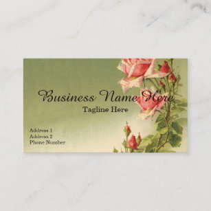 Vintage Valentine's Day Pink Victorian Garden Rose Business Card