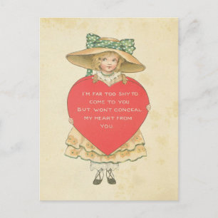 Vintage Valentine's Day Red Heart Secret Admirer Holiday Postcard