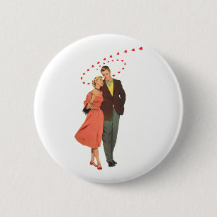Vintage Valentine's Day, Romantic Floating Hearts 6 Cm Round Badge
