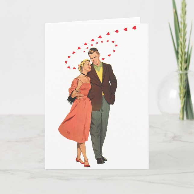 Vintage Valentine's Day, Romantic Floating Hearts Holiday Card (Front)