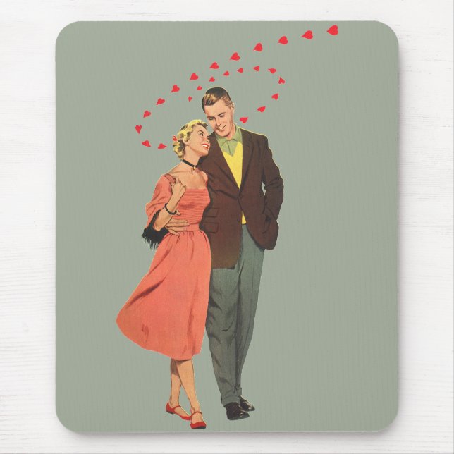 Vintage Valentine's Day, Romantic Floating Hearts Mouse Pad (Front)
