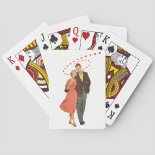 Vintage Valentine's Day, Romantic Floating Hearts Playing Cards