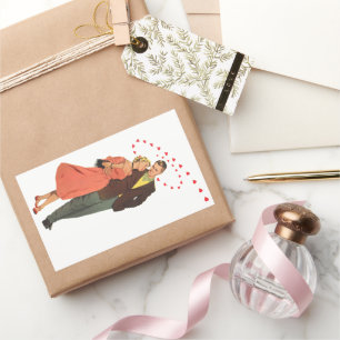Vintage Valentine's Day, Romantic Floating Hearts Rectangular Sticker