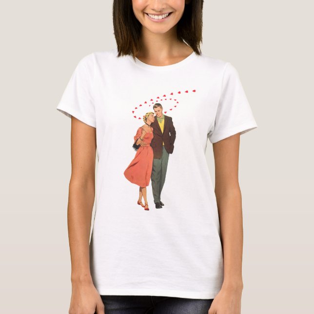 Vintage Valentine's Day, Romantic Floating Hearts T-Shirt (Front)