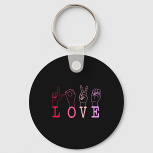 Vintage Valentines Day Sign Language Asl Love Gift Key Ring