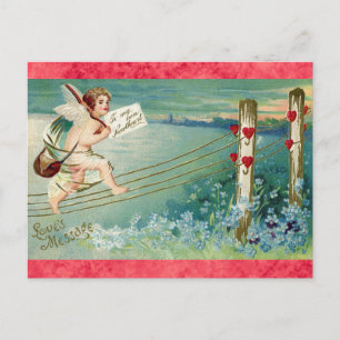 Vintage Valentines Day Victorian Angel Cherub Postcard
