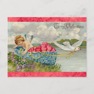 Vintage Valentines Day Victorian Angel Heart Postcard