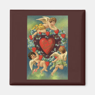 Vintage Valentine's Day, Victorian Angels Hearts Magnet