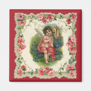 Vintage Valentine's Day Victorian Cherub on Phone Magnet