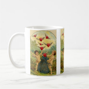 Vintage Valentine's Day, Victorian Cherubs Hearts Coffee Mug