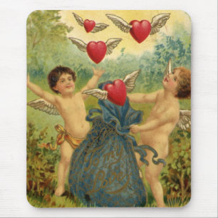 Vintage Valentine's Day, Victorian Cherubs Hearts Mouse Pad