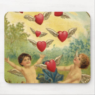 Vintage Valentine's Day, Victorian Cherubs Hearts Mouse Pad