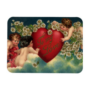 Vintage Valentines Day Victorian Cherubs in Heaven Magnet