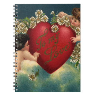 Vintage Valentines Day Victorian Cherubs in Heaven Notebook