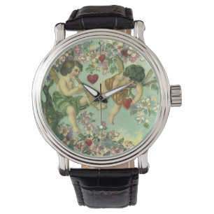 Vintage Valentines Day Victorian Cupids Heart Tree Watch