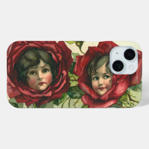 Vintage Valentine's Day, Victorian Faces in Roses iPhone 15 Case