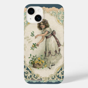 Vintage Valentine's Day, Victorian Girl with Roses Case-Mate iPhone 14 Case