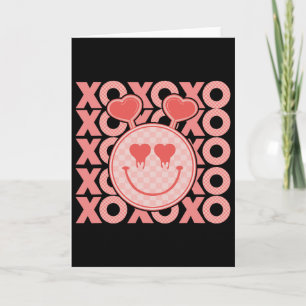 Vintage Valentine's Day Xoxo Hearts Happy Face Val Card