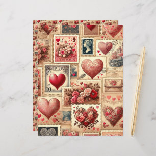Vintage Valentines Ephemera Scrapbook Paper