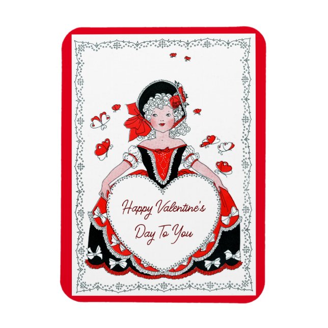 Vintage Valentine's Lady Flexible Magnet (Vertical)