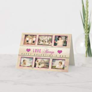 Vintage Valentine's Photo Greeting - 6 Images Holiday Card