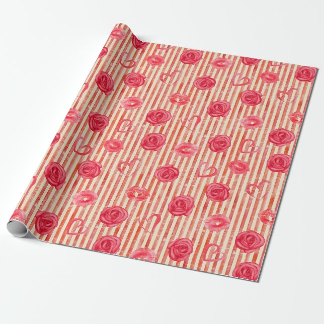 Vintage Valentines Wrapping Paper (Unrolled)