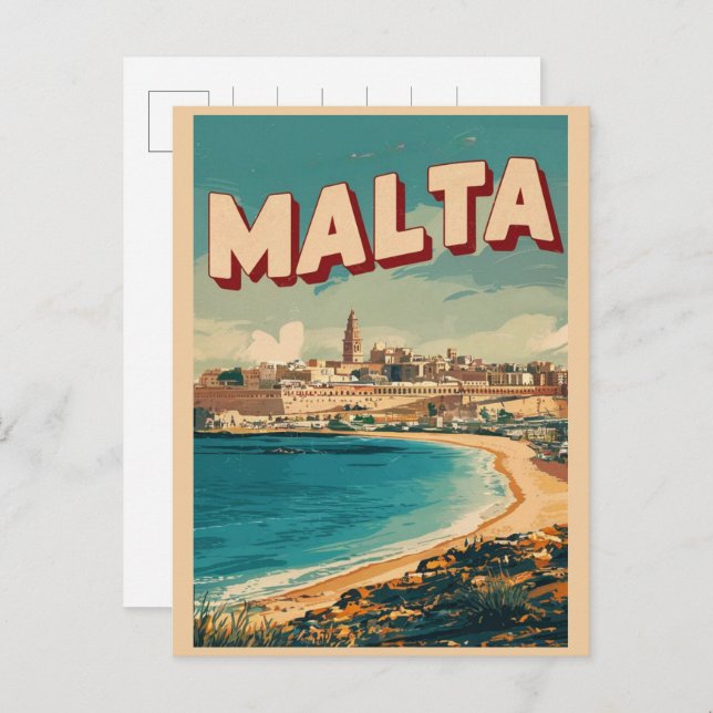 Vintage Valletta, Malta travel souvenirs and gifts Postcard (Front/Back)