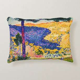 Vintage Valley with Fir painting Decorative Cushion