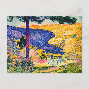 Vintage Valley with Fir painting Postcard