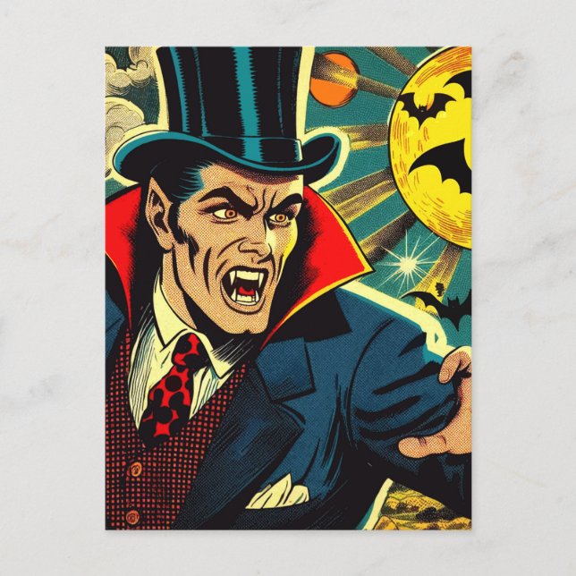Vintage Vampire Comics Postcard (Front)