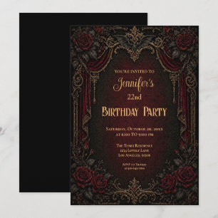 Vintage Vampire Gothic Birthday Invitation
