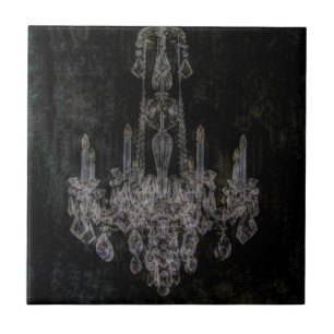 Vintage vampire gothic distressed chandelier ceramic tile
