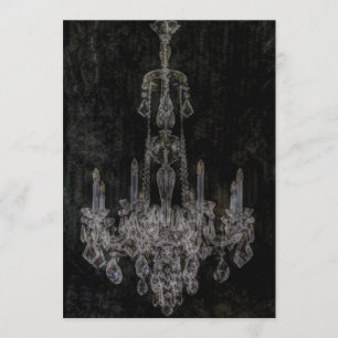 Vintage vampire gothic distressed chandelier invitation