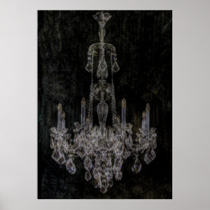 Vintage vampire gothic distressed chandelier poster