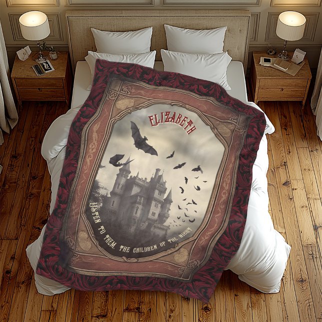 Vintage Vampire Gothic Romantic Dracula Kissing Fleece Blanket (Creator Uploaded)