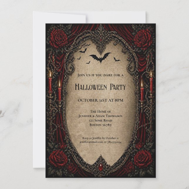 Vintage Vampire Halloween Party invitation (Front)