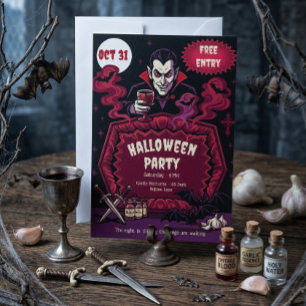 Vintage Vampire Halloween Party Invitation