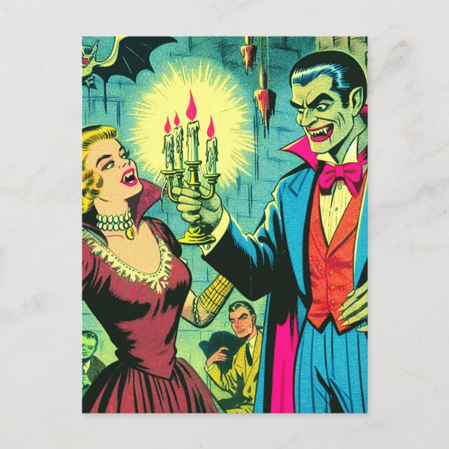 Vintage Vampire Horror Comics Postcard (Front)