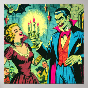 Vintage Vampire Horror Comics Poster