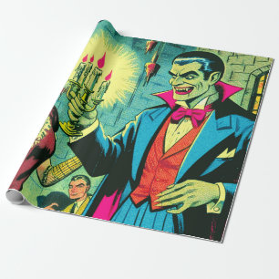 Vintage Vampire Horror Comics Wrapping Paper