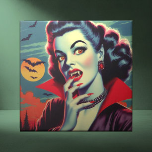 Vintage Vampire Woman Ceramic Tile