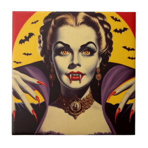 Vintage Vampire Woman Ceramic Tile