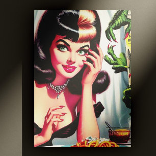 Vintage Vampire Woman Postcard