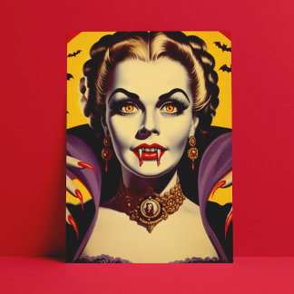 Vintage Vampire Woman Postcard