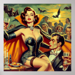 Vintage Vampire Woman Poster