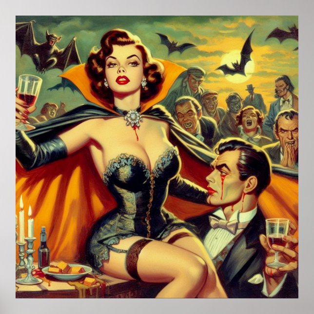 Vintage Vampire Woman Poster (Front)