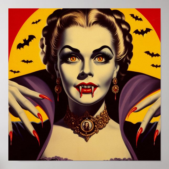 Vintage Vampire Woman Poster (Front)