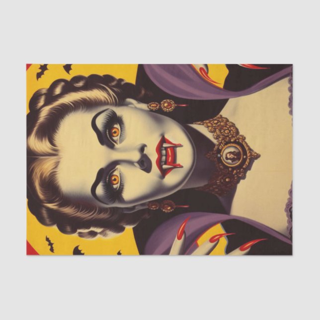 Vintage Vampire Woman Tissue Paper (Front)