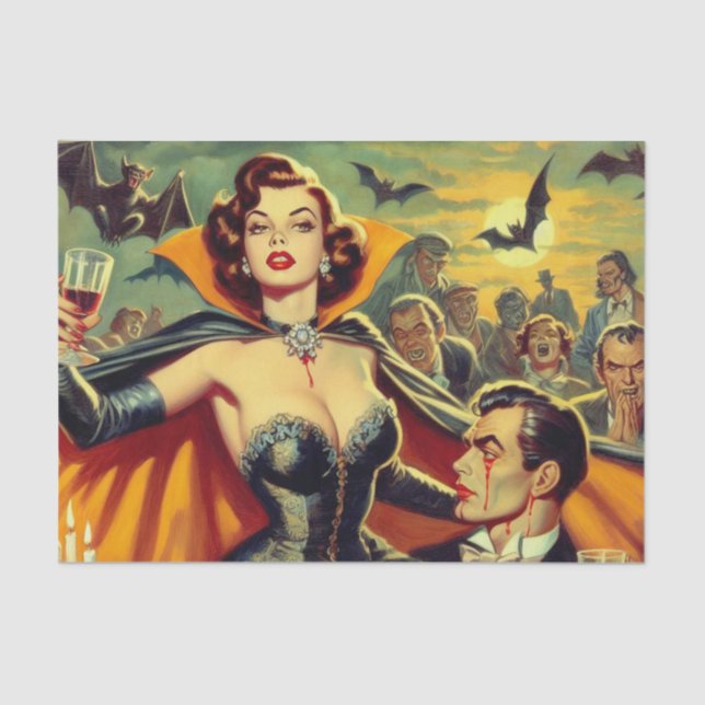 Vintage Vampire Woman Tissue Paper (Front)